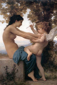 Young Girl Defending Herself Against Eros by Bouguereau