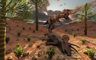 A T-Rex Comes Across The Carcass Of A Dead Triceratops