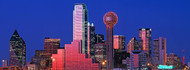 Panoramic View of Dallas Skyline at Night