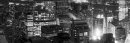 Aerial View of Midtown Manhattan at Night BW