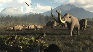 Columbian Mammoths And Bison Roam The Ancient Plains Of North America