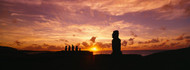 Silhouette of Moai Statues at Dusk