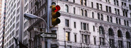 Red Traffic Light on Wall Street