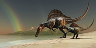 A Mother Spinosaurus Brings Her Offspring To A Lake For A Drink Of Water