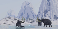A Woolly Mammoth Struggles For Survival As He Falls Through Ice On A Frozen Lake