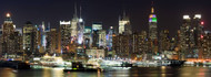 Buildings Lit Up at Night Midtown Manhattan Hudson River