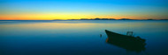 Silhouetted Boat Moored Chukchi Sea Sunset