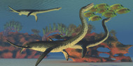 Plesiosaurus Dinosaurs Chase A School Of Lemonpeel Angelfish