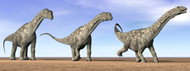 Three Argentinosaurus Dinosaurs Standing In The Desert I
