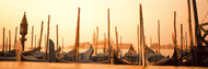 Gondolas Moored at a Dock Sunrise