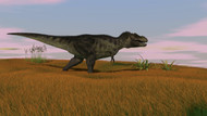 Tyrannosaurus Rex Walking Across A Grassy Field
