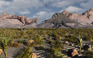 A Confrontation between a T. Rex and a Spinosaurus Dinosaur III