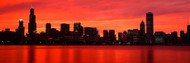 Chicago Skyline Red Sky