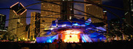 Pritzker Pavilion with Buildings at Night