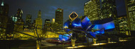 Pritzker Pavilion with Skyscrapers at Night