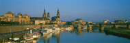 Boats Moored Elbe River Dresden Germany