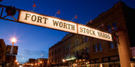 Fort Worth Stockyards Sign at Dusk