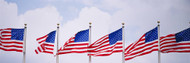 Low Angle View of American Flags Fluttering in Wind