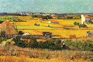 Harvest at La Crau with Montmajour in the Background by Vincent Van Gogh