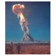 U.S. Soldiers Observe Mushroom Cloud - Nevada Test Site - 1950s