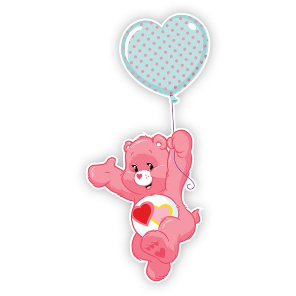 pink care bear with heart