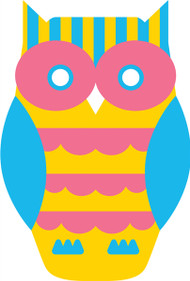 Owls Pink Blue Yellow