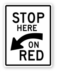 Stop Here On Red Wall Graphic