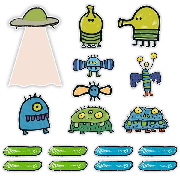 Doodle Jump Robot Monsters Special Set of 6 Wall Graphics (12 inch)