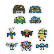 Doodle Jump Monsters Mini Wall Graphics Set of 10 Wall Graphics (6 inch)