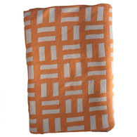 Branberry 100% Cotton Knit Cot Blanket - Orange Brick Design