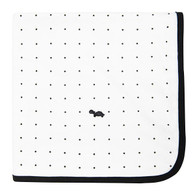 Little Turtle Baby Wrap - Stretch Cotton Jersey: WHITE WITH BLACK DOTS