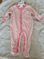 Marquise Studsuit - Velour Pink with pink hearts size 00