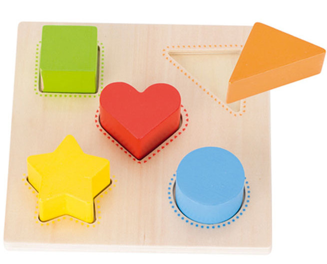 Goki wooden sorting shape puzzle with tray