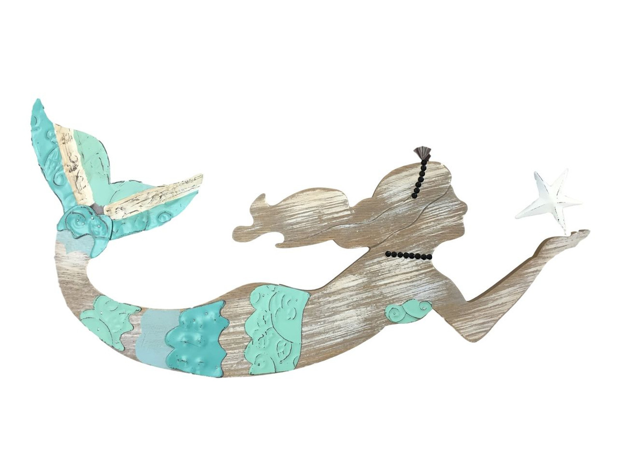 Mermaid Wall Decoration Wooden Mermaid