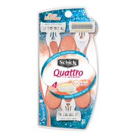 Schick Quattro for Women Papaya & Pearl Complex Disposable Razors, 3 ct