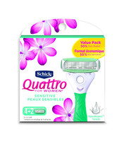 Schick Quattro for Women Sensitive Hypoallergenic Value Pack with 6 Razor Blade