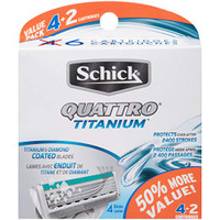 Schick Quattro Titanium Razor Blade Refills for Men Value Pack, 6 ct