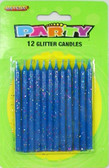 12 Glitter Candles - Blue