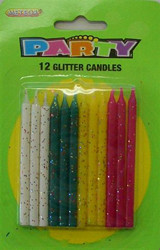 12 Glitter Candles - Multi