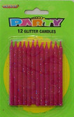 12 Glitter Candles - Pink