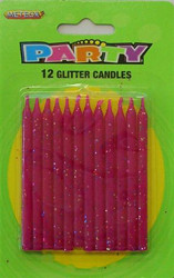 12 Glitter Candles - Pink