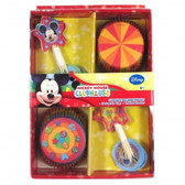 Mickey Mouse cupcake decorating combo pack.

Pack contains 24 paper baking cups and 24 cupcake picks.

This decorating kit comes with two designs of cupcake wrappers and assorted Mickey Mouse themed cupcake picks.

Simply make and ice some cupcakes in the baking cups then stick in the picks and you have some great party desserts.
