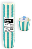 STRIPES CARIBBEAN TEAL 25ct PAPER BAKING CUPS