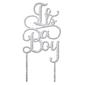 It's A Boy Acrylic Cake Topper - Silver