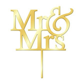 Mr & Mrs Acrylic Cake Topper - Gold  Mirror