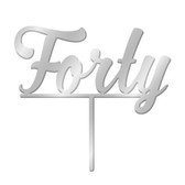 NUMBER FORTY SILVER MIRROR ACRYLIC CAKE TOPPER