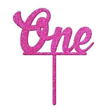 NUMBER ONE PINK GLITTER ACRYLIC CAKE TOPPER - Dimitrios Speciality
