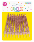 10 METALLIC CANDLES IN HOLDERS - ROSE GOLD
