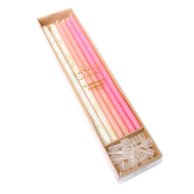 PINK GLITTER CAKE CANDLES (PACK OF 12)