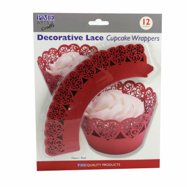 PME Decorative Lace Cupcake Wrapper Red Heart